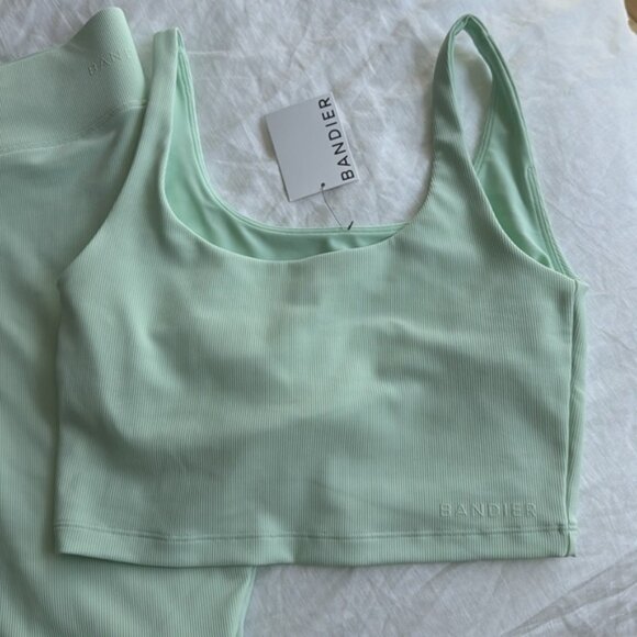 [Bandier] Rib Tempo Crop Bra - dusty aqua color - Picture 3 of 4